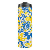 Folklore pattern with Oekrainian flag covu Thermosbeker (Voorkant)