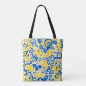 Folklore pattern with Oekrainian flag covu Tote Bag (Achterkant)