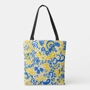 Folklore pattern with Oekrainian flag covu Tote Bag