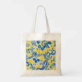 Folklore pattern with Oekrainian flag covu Tote Bag (Achterkant)