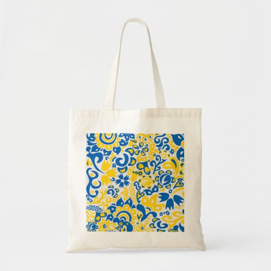 Folklore pattern with Oekrainian flag covu Tote Bag (Voorkant)