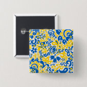 Folklore pattern with Oekrainian flag covu Vierkante Button 5,1 Cm (Voorkant /achterkant)