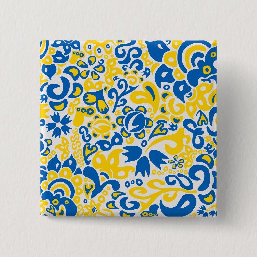 Folklore pattern with Oekrainian flag covu Vierkante Button 5,1 Cm (Voorkant)