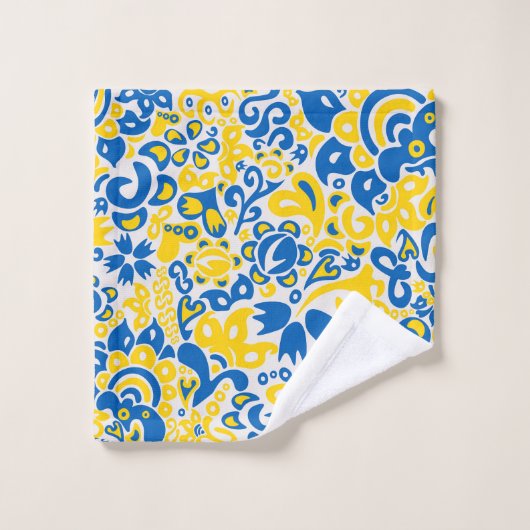 Folklore pattern with Oekrainian flag covu Washandje (Wasdoekje)