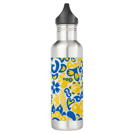 Folklore pattern with Oekrainian flag covu Waterfles (Links)