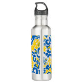 Folklore pattern with Oekrainian flag covu Waterfles (Achterkant)