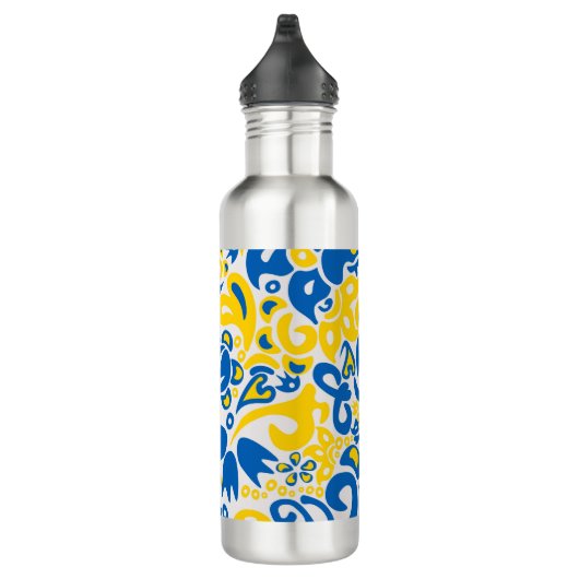 Folklore pattern with Oekrainian flag covu Waterfles (Rechts)