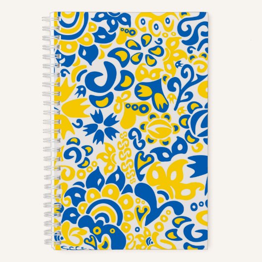 Folklore pattern with Ukrainian flag colors Notitieboek (Voorkant)