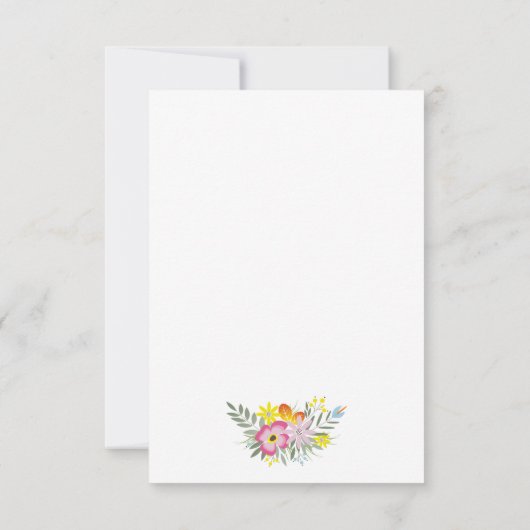 Folklore roze bloemen moderne bloemorale bruiloft  RSVP kaartje (Achterkant)