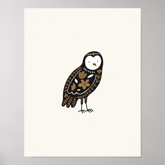 Folklore Uil Kwekerij Print Vogel Poster (Voorkant)