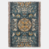 Folkloric Blauwgroen & Amber Intrical Ceiling Desi Deken (Voorkant Verticaal)