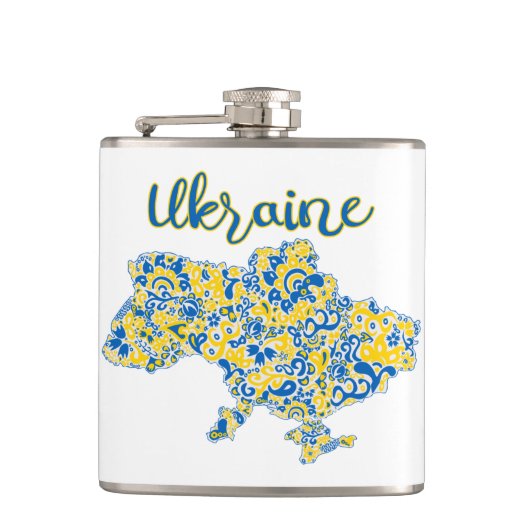 Folkloric pattern and Ukraine typography  Heupfles (Voorkant)