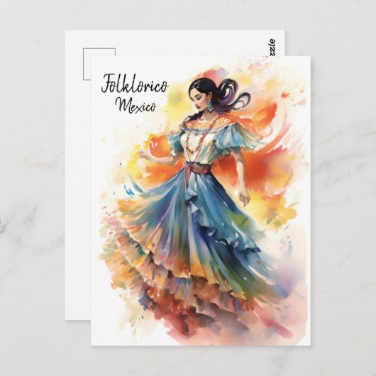 Folklorico Dance Mexico Briefkaart - Wereld van de (Voorkant / Achterkant)