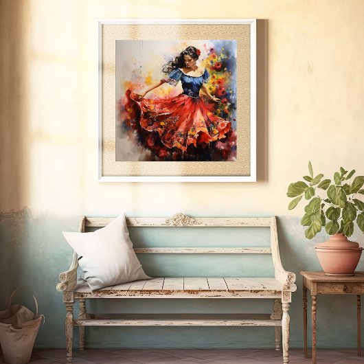 Folklórico ritmes, levendige dans Poster