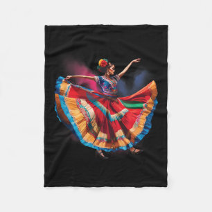 Folklorico Vrouw Dansen Mexicaanse Erfgoed Folk Da Fleece Deken
