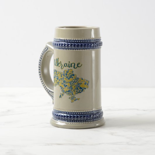 Folkloristisch patroon en Oekraïne-typografie Bierpul (Voorkant links)