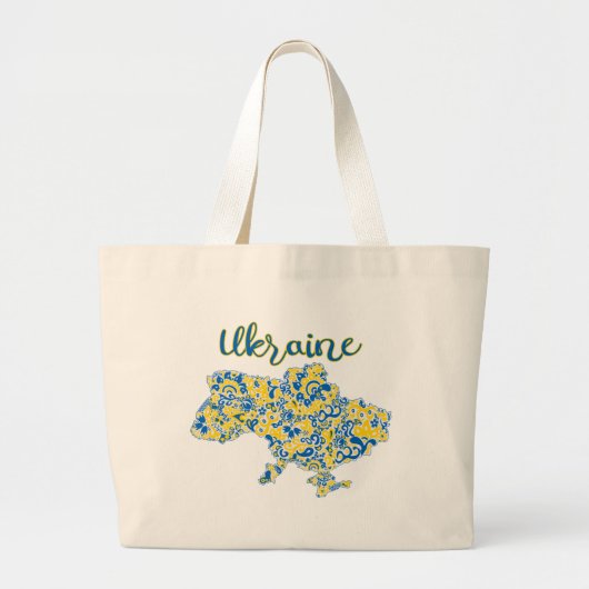 Folkloristisch patroon en Oekraïne-typografie Grote Tote Bag (Voorkant)