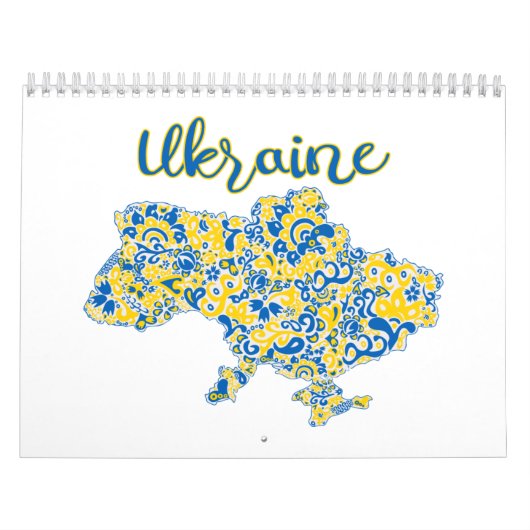 Folkloristisch patroon en Oekraïne-typografie Kalender (Hoes)