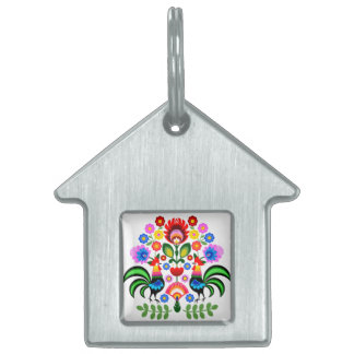Folkloristische bloemenpatronen huisdieren naamplaatje