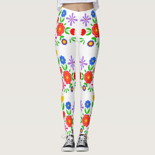 Folkloristische bloemenpatronen leggings
