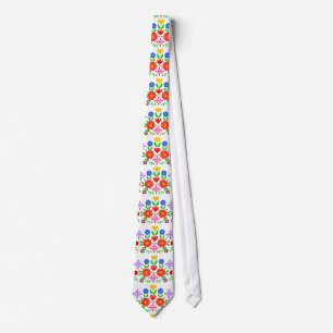 Folkloristische bloemenpatronen stropdas