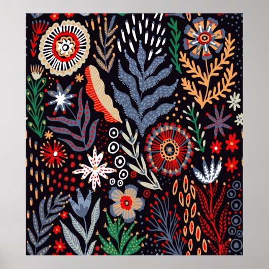 Folkpatroon, naadloos textielontwerp met helder poster (Voorkant)