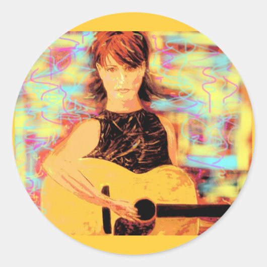 folksinger ronde sticker (Voorkant)