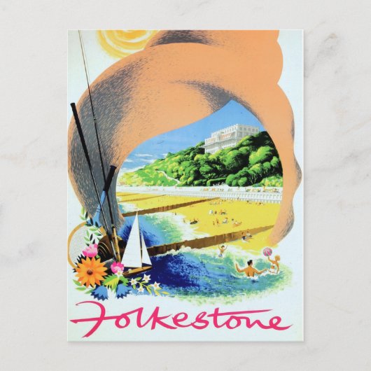 Folkstone  adverteren poster briefkaart (Voorkant)