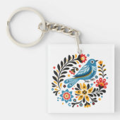 Folksy Bluebird en Wildflower Sleutelhanger (voorkant)