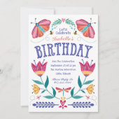 Folksy Bugs Kind Birthday Invitation Kaart (Voorkant)