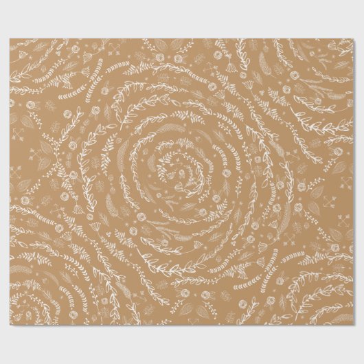 Folksy Caramel Boho Fern Patroon Cadeaupapier (Vlak)