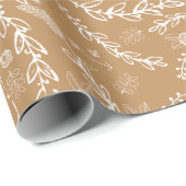 Folksy Caramel Boho Fern Patroon Cadeaupapier (Rol Hoek)