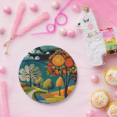 Folksy Country Scene Papieren Bordje (Feest)