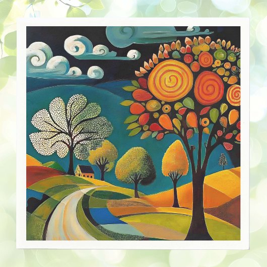 Folksy Country Scene Servet