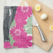 folksy elephant pink theedoek (Quarter Fold)