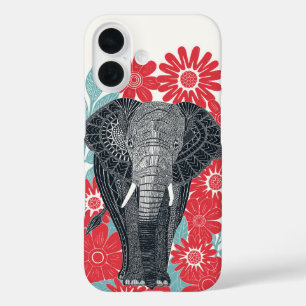 Folksy Elephant Red iPhone 16 Hoesje
