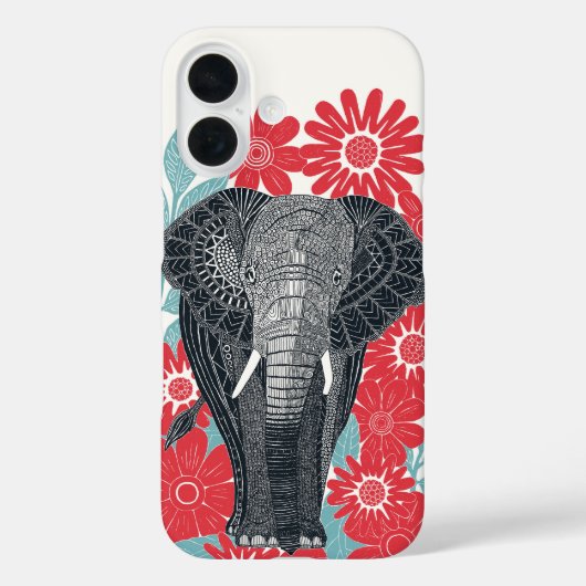 Folksy Elephant Red Case-Mate iPhone Case (Achterkant)