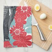 Folksy Elephant Red Theedoek (Quarter Fold)