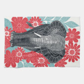 Folksy Elephant Red Theedoek (Horizontaal)