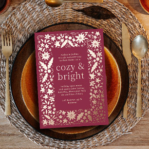 Folksy Floral Lijst Gezellig en Bright Autumn Part Folie Feestdagenkaart