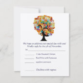 Folksy Flower Tree grillige bruiloft RSVP Kaart (Voorkant)