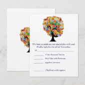Folksy Flower Tree grillige bruiloft RSVP Kaart (Voorkant / Achterkant)