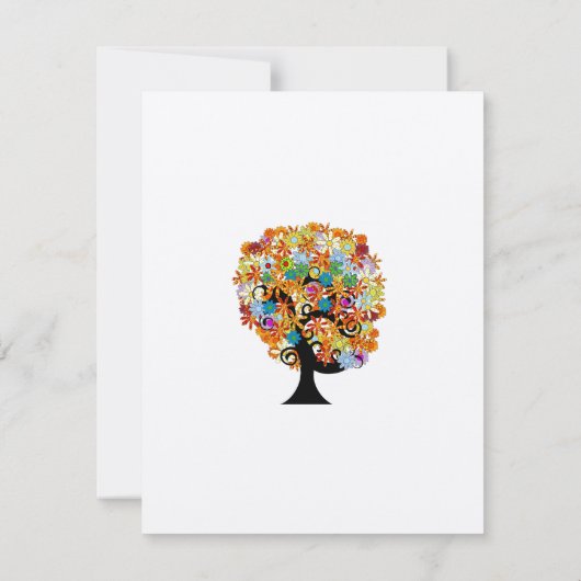 Folksy Flower Tree grillige bruiloft RSVP Kaart (Achterkant)
