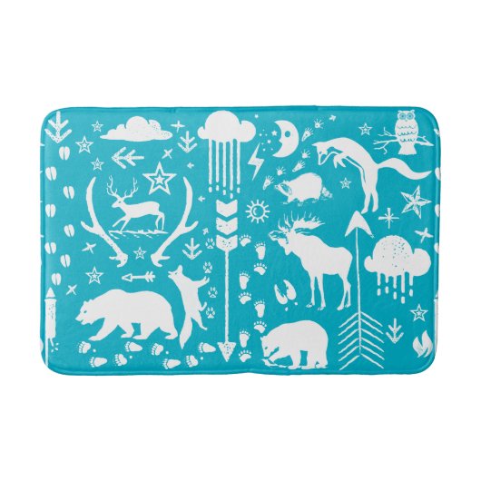 Folksy Forest Adventure Beer Fox Herten Jongens Ka Badmat (Voorkant)