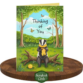 Folksy Forest Badger Crochet Sock Denken aan jou Kaart