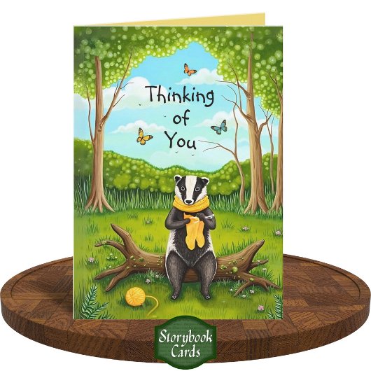 Folksy Forest Badger Crochet Sock Denken aan jou Kaart