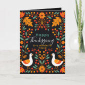 Folksy ganzen en herfstbladeren Thanksgiving Kaart (Voorkant)