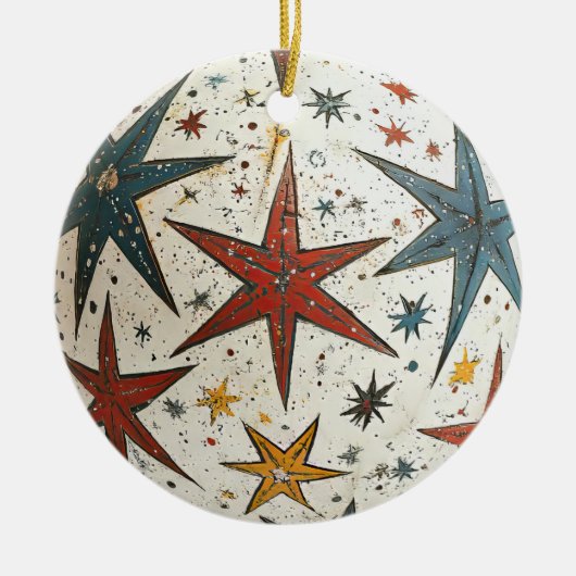 Folksy Stars Kerst Ornament (Voorkant)