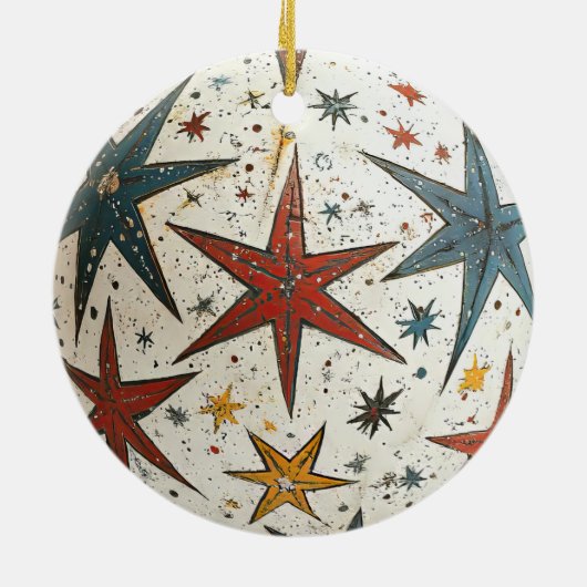 Folksy Stars Kerst Ornament (Achterkant)