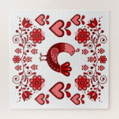Folkvogel/patrijs/bloemen/hart/rood Legpuzzel (Horizontaal)